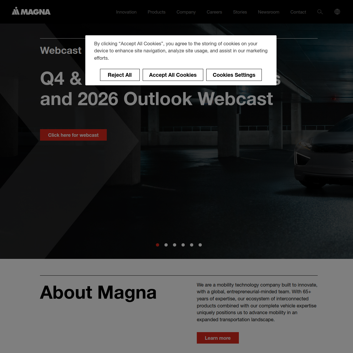 Главная страница Magna International