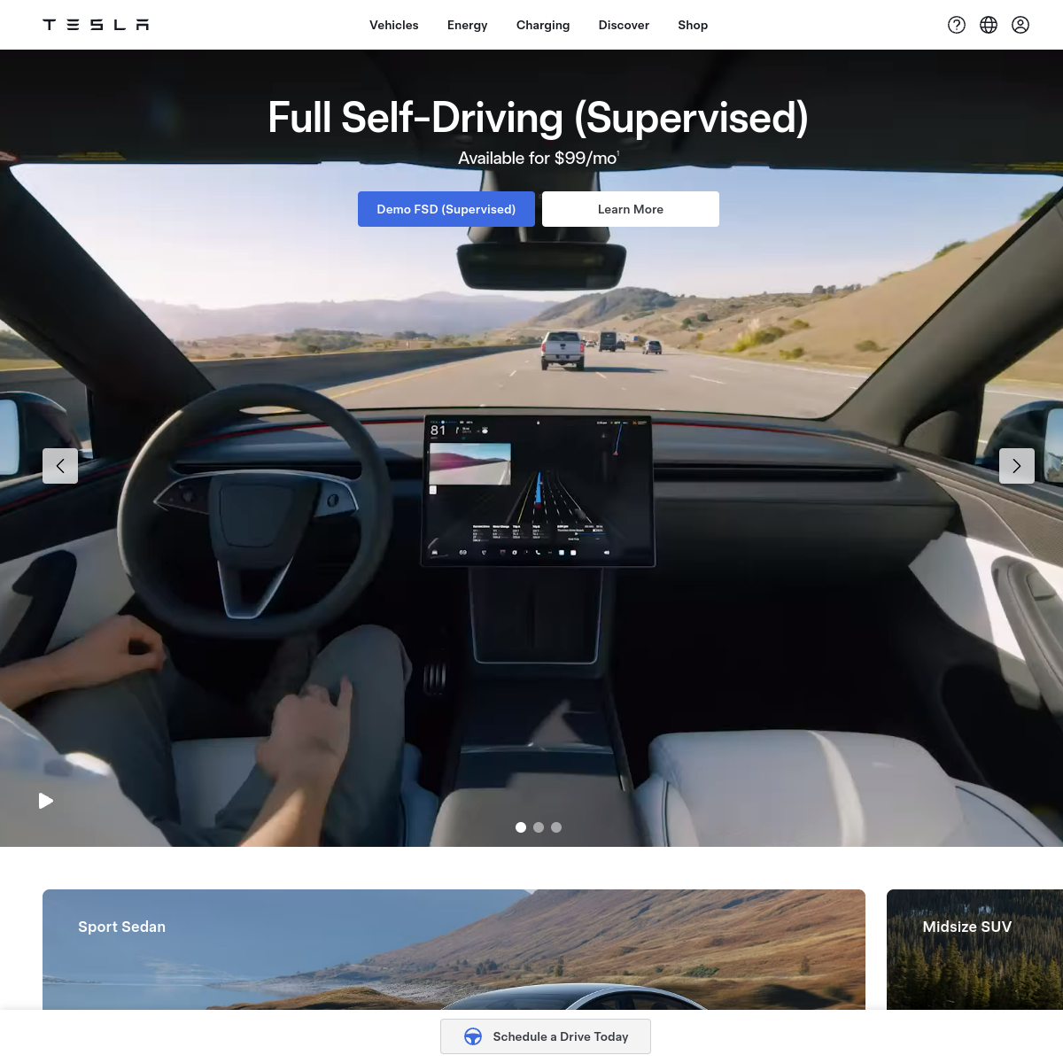 Главная страница Tesla